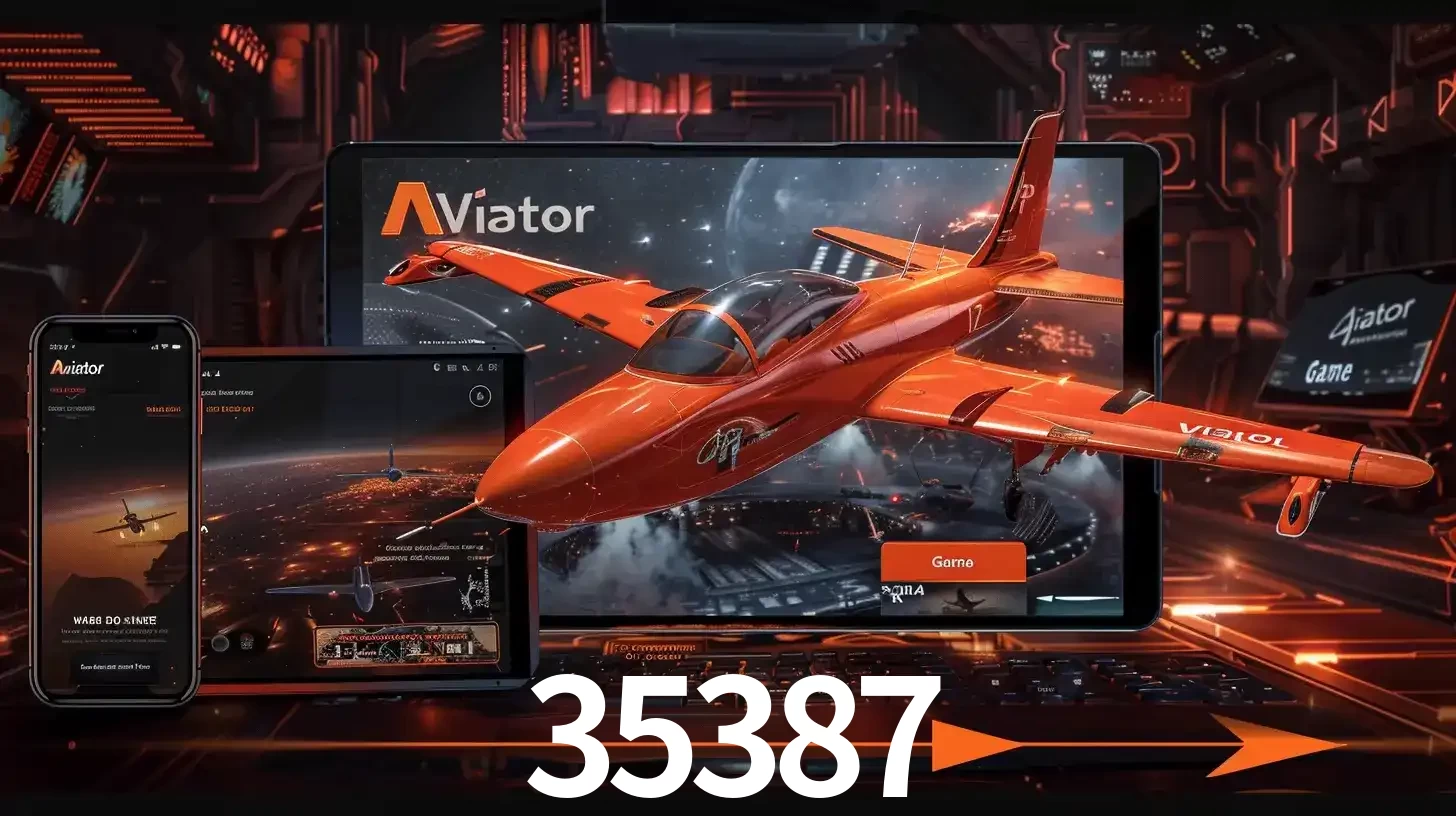 Apresentação tecnológica do jogo Aviator com um avião saindo da tela de um tablet, demonstrando a experiência imersiva em múltiplos dispositivos no 35387.