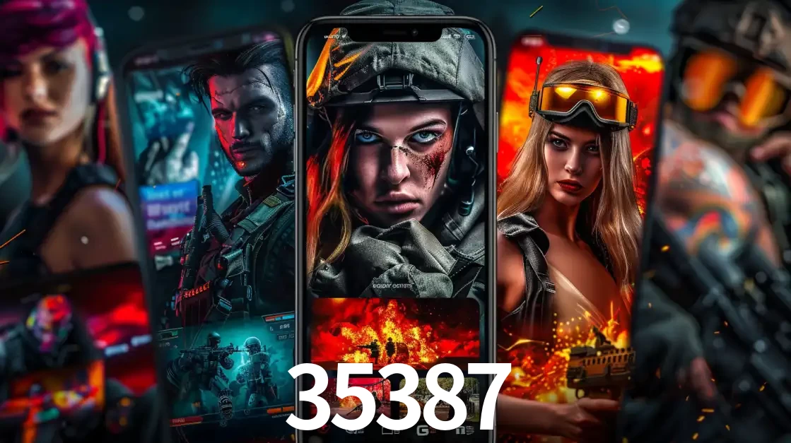 Montagem de telas de celular mostrando diversos personagens, masculinos e femininos, de um jogo de tiro, ilustrando a diversidade de equipes de e-sports para apostar no 35387.